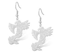 Phoenix Viking orecchini in acciaio inox con ascia vichinga orecchini pendenti Rise from the Ashes Phoenix ciondola mitologia norrena gioielli regali (Argento)