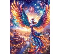 Phoenix with Rainbow Feathers Over A Magical Village Puzzle 1000 Pezzi Per Natale Feste E Compleanni Wildlife Plant Rompicapo Intelligente Idea Regalo Per Lui Padre E Fratello in Ogni Occasione 1000 P
