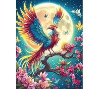 Phoenix with Rainbow Feathers Under The Moon Puzzle 1000 Pezzi Per Principianti Assoluti Wildlife Plant Cartone Rigido Difficoltà Bassa Per Imparare Con Guida Passo Passo Qualità Garantita Con Poster
