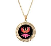 Phoenixes - Collana da donna con fiore di loto che si innalza, regolabile, regalo per mamma, moglie, fidanzata, Misura unica, Metallo