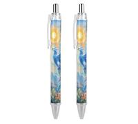 Phoenixes - Penna a sfera retrattile, per ufficio, scuola, 2 pezzi, come immagine 3