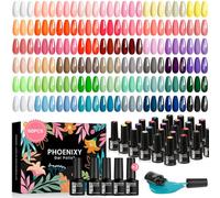 Phoenixy Kit Semipermanente Unghie, 54 Colori Smalti Semipermanenti Unghie con Matte Glitterato Lucido e Base Top Coat Rosa Giallo Blu Kit Unghie Nail Art Regalo per Donne