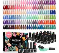 PHOENIXY Kit Semipermanente Unghie, 60 PCS Smalti Semipermanenti per Unghie 54 Colori Smalto Semipermanente Rosso Blu Glitterato con Base Opaca Lucida Top Coat Kit Gel Regalo per Donne
