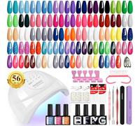 Phoenixy Kit Semipermanente Unghie con 48 W Lampada LED 40PCS Smalto Semipermanente Unghie 36 Colori Kit Unghie Gel Completo con Base e Top Coat Blu Viola Verde Rosso