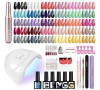 Phoenixy Kit Unghie Gel Completo Rosa Rosso Blu Viola 30 Colori Kit Semipermanente Unghie Base Top Coat Semipermanente Unghie 48w UV/LED Lampada Fresa Per Unghie Regali Perfetti