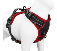 PHOEPET, Pettorina per cani anti-tiro, regolabile, riflettente, con maniglia da allenamento + 2 ganci per guinzaglio in metallo + 3 fibbie a scatto + 4 fibbie scorrevoli (XS, nero)