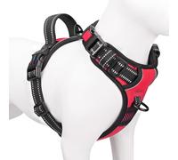 PHOEPET, Pettorina per cani di piccola taglia, catarifrangente, regolabile, con clip anteriore, con manico, 2 anelli in metallo, 3 fibbie, facile da indossare e da togliere, taglia S, rosso