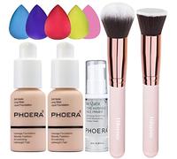 PHOERA Fondotinta per il Trucco per le Donne, set di Fondotinta a Copertura Totale, Pennello per Fondotinta, Pennello per Cipria (101 Porcelain, 340 g (Confezione da 1))