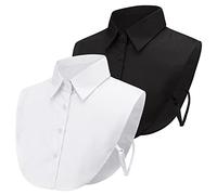 PHOGARY 2 Pezzi Colletto Staccabile Donna, Camicetta Mezza Camicia Decorativo Joker Cotone Polsino Collo Dickey Risvolto Falso
