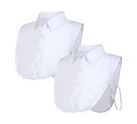 PHOGARY 2 Pezzi Colletto Staccabile Donna Camicia, Mezza Camicetta Decorativa Joker in Cotone Con Polsino e Risvolto Falso
