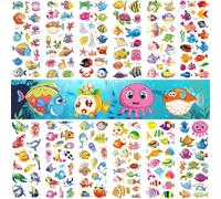 PHOGARY 36 fogli (550+) adesivi di animali marini, adesivi 3D di squali per bambini e ragazzi, regalo di compleanno sottomarino per ragazze e ragazzi