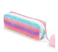 PHOGARY Astuccio Glitterato, Astuccio Bambina Pastello per Materiale Scolastico, Astucci Stitch con Chiusura Lampo, Borsa Organizer, Ampia capacità Portapenne Cancelleria (Color Arcobaleno A)