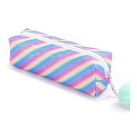 PHOGARY Astuccio per matite per bambine, astuccio per penne con zip, olografo, scintillante per la scuola, cancelleria, borsa per il trucco con lustrini per bambini (striscia)