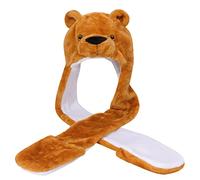 PHOGARY Cappello con cappuccio Sciarpa e guanti Set, 3 In 1 Cappello Sciarpa e guanti Set 85 cm lungo Faux Fur Cartoon animale cappello per adulti Cosplay Costumi di carnevale, Orso bruno