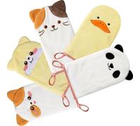 PHOGARY Confezione da 5 guanti per il bagnoschiuma in microfibra, 11,4 x 22,9 cm, super assorbenti e morbidi, in stile animale carino, scrub delicato per bagnetto e doccia di neonati, bambini e