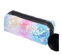 PHOGARY Custodia per Matite Preppy a Paillettes per Ragazze, Borsa Porta Pennelli Cerniera Pelosa, Astuccio per Matite Olografico, Glitterato, Borsa Trucco Scintillante per la Scuola (Arcobaleno)