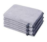 PHOGARY Manopola da bagno Guanti Spugna, Panni Flanella Microfibra Asciugamani panno struccante viso, Asciugamani Bagno Viso e Bidet per bimbo anziani,6 Pz,13×20cm,Grigio