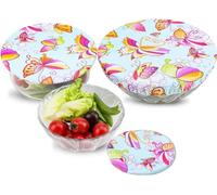 PHOGARY Set di 3 Coperchi Riutilizzabili per Ciotola, Coperture in Tessuto, Alternativa per Coperture in Plastica da Cucina per Panini e Ciotole (Misura 5-11 Pollici), Bordo Elastico (La farfalla)