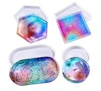 PHOGARY Stampi per Resina Epossidica, Stampo Silicon Sottobicchieri, Stampo Tondo, Quadrato, esagono, Ovale Grande, Creazioni UV Gesso Cola