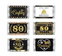 PHOHUI HAVE A NICE TIME Confezione da 54 mini involucri per barrette di caramelle, colore nero e oro, per 80° compleanno (80)