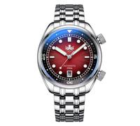 Phoibos EAGLE RAY 200M Acciaio Automatico Rosso Sunray Data Diver Orologio Uomo
