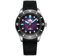 PHOIBOS orologio subacqueo da uomo automatico 300m con quadrante a onde e cinturino in caucciù Wave Master PY010R (Viola)
