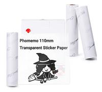 Phomemo 110mm Carta trasparente, compatibile con stampanti tascabili M04S/M04AS Stampante Termica, 3 rotoli di carta autoadesiva termica trasparente, 110 mm x 3,5 m, 3 rotoli