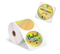 Phomemo 2" Etichette termiche, olografiche oro rotonde, adesivi termici diretti circolari per adesivi di ringraziamento, logo, nome, prezzo, indirizzo, codice QR, 400 etichette, 50mm x 50mm