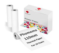Phomemo 3 rotoli di carta termica per stampante termica da 110 mm, compatibile con stampante portatile M832 M834 M835 M04S M04AS, rotoli di carta termica bianca per foto/note di studio/lista di cose