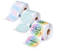 Phomemo 3 Rotoli Etichette rotonda colorate M110 Etichette Rotonda-1.96"x1.96"(50x50mm),Compatibile con Phomemo M110 M120 M220 M221 M108 M102 M100 M150 M250 M260 Etichettatrice,140 Etichette/rotolo