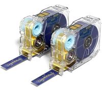 Phomemo A30/P15 Etichette Adesive a Trasferimento Termico per Organizzazione e Classificazione di Documenti, Uso Interno/Esterno,12mm*5m, 2 rotoli, fondo blu scuro, caratteri dorati