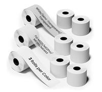 Phomemo Carta da 15 mm, compatibile con M02Pro/M02S/M03AS/M04AS, mini stampante termica, carta bianca (15 mm x 3,5 m), carta glitter argento (15 mm x 2,5 m), carta trasparente (15 mm x 3,5 m), 9