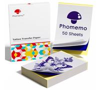 Phomemo Carta di Trasferimento per Tatuaggi, 50 Fogli di Carta per Stencil, Formato A4, 210 x 297 mm, per Tatuaggi Temporanei
