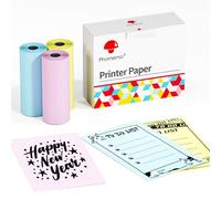 Phomemo Carta termica colorata non adesiva, compatibile con T02/M02/M832/M02S/Q02/M04S, carta per stampante rosa/giallo/blu, 53 mm x 6,5 m, per progetti fai da te, foto, appunti di studio, 3 rotoli