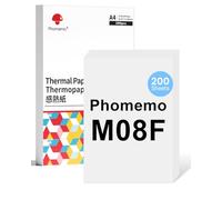 Phomemo Carta termica M08F A4 compatibile con stampanti termiche M08F M08D M832 M832D M833 M834 Q302 e altre stampanti termiche A4, carta per stampante M08F 210 x 297 mm, 200 fogli