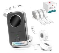 Phomemo D30 Etichettatrice - Mini Bluetooth Etichettatrice etichette adesive Termica con 3 rotoli di etichette trasparenti 14×40 mm e 3 rotoli di etichette confezione regalo