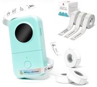 Phomemo D30 Etichettatrice - Mini Bluetooth Etichettatrice etichette adesive Termica con 3 rotoli di etichette trasparenti 14×30 mm e 3 rotoli di etichette confezione regalo