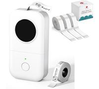 Phomemo D30 Etichettatrice - Mini Bluetooth Etichettatrice etichette adesive Termica con 3 rotoli di etichette trasparenti 14×40 mm e 1 rotolo di etichette bianche 12 × 40mm