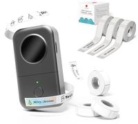 Phomemo D30 Etichettatrice - Mini Bluetooth Etichettatrice etichette adesive Termica con 3 rotoli di etichette trasparenti 14×30 mm e 3 rotoli di etichette confezione regalo