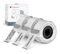 Phomemo D30 Etichette Adesive per l’Organizzazione e la Classificazione dei Documenti - Compatibili con le Stampanti Termiche D30, Q30S, Q30 e Q31, 14mm x 30mm, 3 rotoli, testo nero trasparente