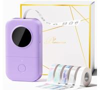 Phomemo D30 Mini Etichettatrice adesive - Bluetooth Stampante Etichette Termica per iOS & Android, Confezione regalo con 5 rotoli di etichette, Stampante Etichette Adesivi per casa,scuola,Cucina-viola