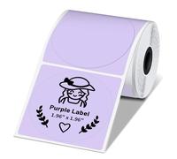 Phomemo Etichetta adesiva termica a cerchio viola, dimensioni 5 x 5 cm, 140 etichette per rotolo, compatibile con etichettatrice M100/M110/M220/M250/M120/M200/M150