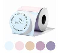 Phomemo Etichette a cerchio rotondo M110 M108 M100 M120 M200 M220 M221, etichette termiche per prezzo, nome, indirizzo, logo, codice a barre, 50 mm x 50 mm, multicolore (140 etichette, 1 rotolo)