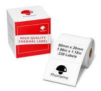 Phomemo Etichette autoadesive M110/M220/M221/M200/M120/M100/M108/M150/M250/M260, 50 x 30 mm, etichette termiche per stampante Phomemo, 230 etichette per rotolo.