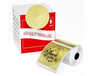 Phomemo Etichette rotonde M110 M108 M100 M120 M200 M220 M221 - Etichette termiche per prezzo, nome, indirizzo, logo, codice a barre, 50 mm x 50 mm, oro (140 etichette, 1 rotolo)