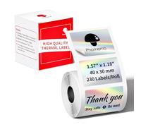 Phomemo Holographic Silver Etichette per stampante M220 M250 M221 M120 M150 M108 M110 M421 Etichette termiche per magazzino, casa, scuola, negozio, 1 rotolo, 40 x 30 mm, 230 etichette