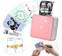 Phomemo M02 Pro Mini Stampante Fotografica Portatile - 300 DPI, Termica Bluetooth, Tascabile con 3 Rotoli di Carta - Per Appunti di Studio, Foto, Regali, Etichette - Rosa