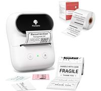 Phomemo M108 Etichettatrice con 2 rotoli di etichette, stampante termica portatile Bluetooth per etichette adesive, per uso in ufficio, codici a barre, piccole imprese, negozi