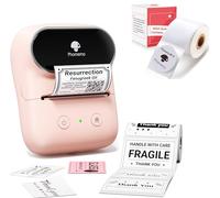 Phomemo M108 Etichettatrice con 2 rotoli di etichette, stampante termica portatile Bluetooth per etichette adesive, per uso in ufficio, codici a barre, piccole imprese, negozi