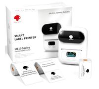 Phomemo M110 Bluetooth Etichettatrice Adesive Codice a Barre Stampante Etichette Portatile Termica Set Con 3 Rotoli Etichette per piccolo negozio,casa,ufficio Compatibile con iOS & Android -Bianco
